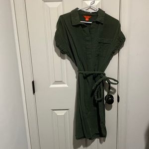 Green belted dress